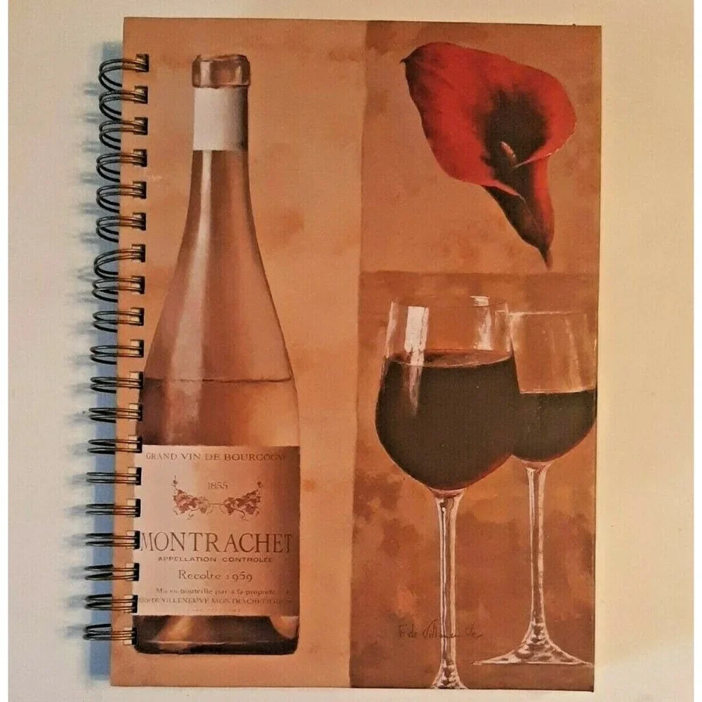 Wine Themed Journal Book Spiral Bound Hardcover